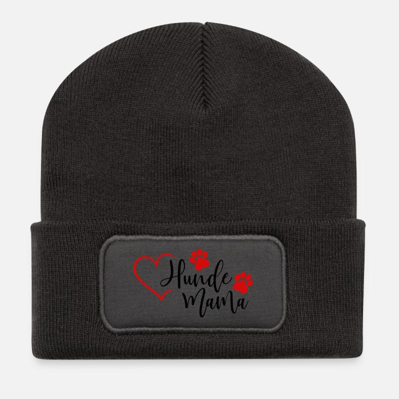 Hunde Mama  - Recycelte Patch Beanie - Dunkelgrau