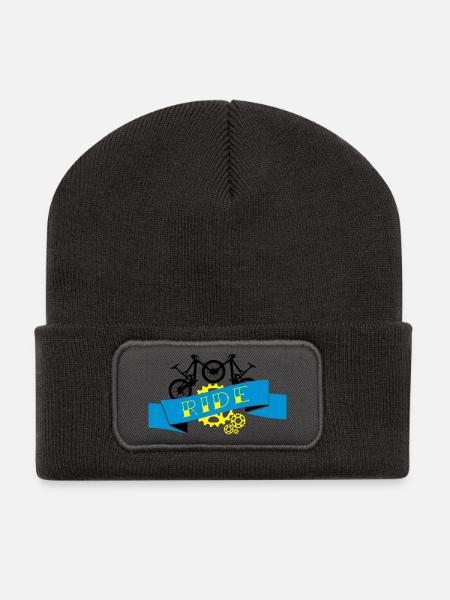 Mountain Biking - Downhill Ride Compilation - Recycled Patch Beanie - dark grey