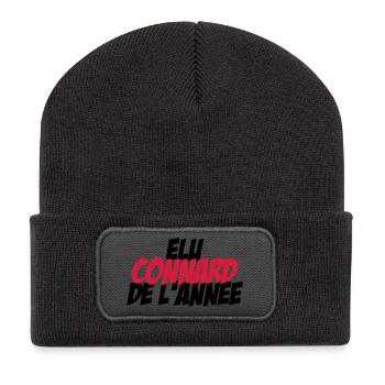 Elu Connard de l'année ! - Beanie recyclé à patch - charbon - Devant