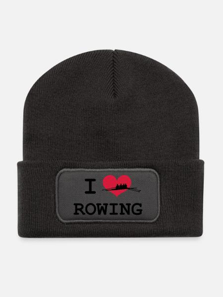 I Love Rowing - Beanie recyclé à patch - charbon