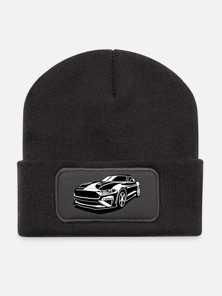 Sportwagen Silhouettenkunst - Recycelte Patch Beanie - Dunkelgrau