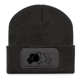 Boxboxhandschuhe Kontakt mit Blitz - Recycelte Patch Beanie - Dunkelgrau - Vorne