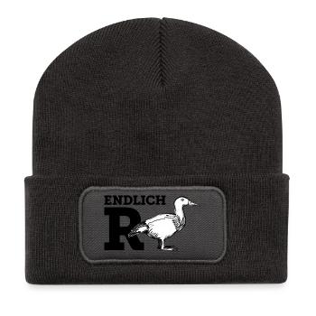 Endlich R-Ente (schwarz) - Recycelte Patch Beanie - Dunkelgrau - Vorne