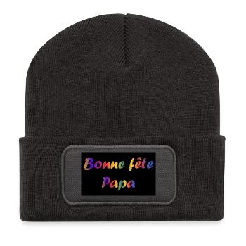FÊTE DES PÈRES. BONNE FÊTE PAPA. PAPA. BONNE FÊTE - Beanie recyclé à patch - charbon - Devant
