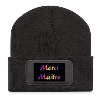 MAÎTRE. MERCI. MERCI MAÎTRE. CADEAU MAÎTRE - Beanie recyclé à patch - charbon - Devant