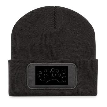Minimaler Pfotenabdruck Schwarz - Recycelte Patch Beanie - Dunkelgrau - Vorne