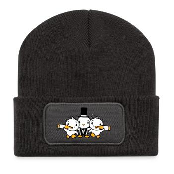 3 Birds Team Three Friends Groom Party Husband - Recycled Patch Beanie - dark grey - Front