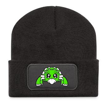 turtle cute cute googly eyes little child - Recycled Patch Beanie - dark grey - Front