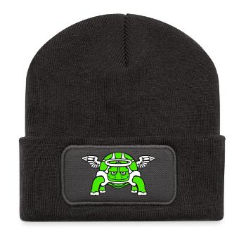Turtle Angel Sky Wings Halo - Recycled Patch Beanie - dark grey - Front