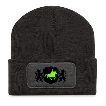 Armoiries du cavalier de chevaux - Beanie recyclé à patch - charbon - Devant