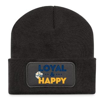 Loyal & Happy Chien Logo - Beanie recyclé à patch - charbon - Devant