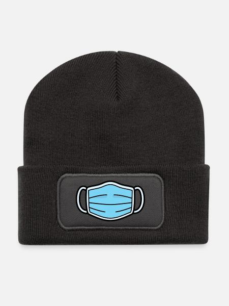 Medizinische Maske | Schutz & Hygiene Symbol - Recycelte Patch Beanie - Dunkelgrau