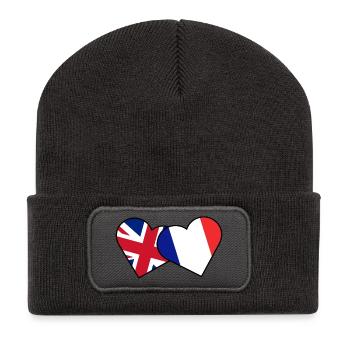 Britisches Erbe Französische Flagge Britische Flagge - Recycelte Patch Beanie - Dunkelgrau - Vorne