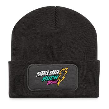 Retro-Blitz-Design Lustige Sprüche - Männergefühle - Recycelte Patch Beanie - Dunkelgrau - Vorne