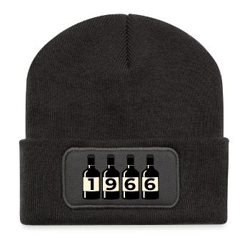Geburtsjahr 1966 Wein - Recycelte Patch Beanie - Dunkelgrau - Vorne