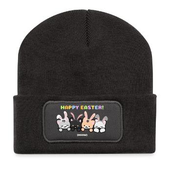 Cats with Rabbit Ear Bands - Recycled Patch Beanie - dark grey - Front