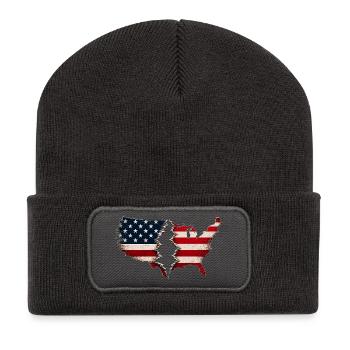 Broken Heart USA Flag - Recycled Patch Beanie - dark grey - Front