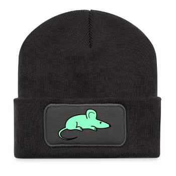Silhouette de souris menthe - Beanie recyclé à patch - charbon - Devant