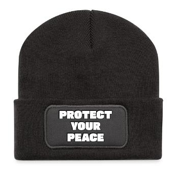 Protégez votre paix - Beanie recyclé à patch - charbon - Devant