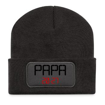 Baby Papa 2027 - Recycelte Patch Beanie - Dunkelgrau - Vorne