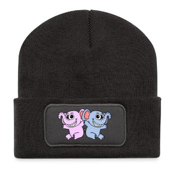 Mädchen Junge Zwillinge - Recycelte Patch Beanie - Dunkelgrau - Vorne