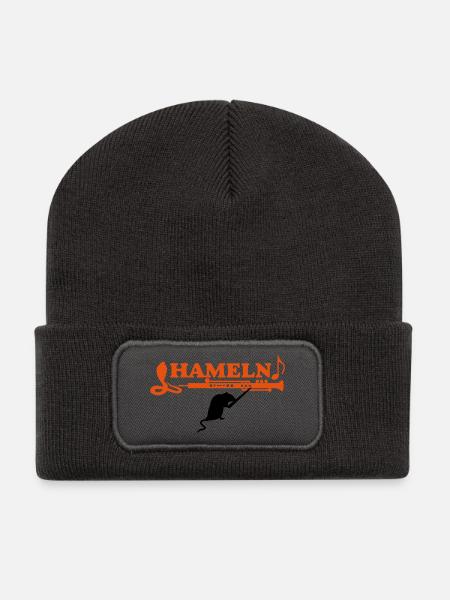 Rattenlehrer / rat teacher (2c) - Recycelte Patch Beanie - Dunkelgrau