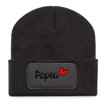 PAPOU. FÊTE DES PÈRES. BONNE FÊTE PAPA. PAPA - Beanie recyclé à patch - charbon - Devant