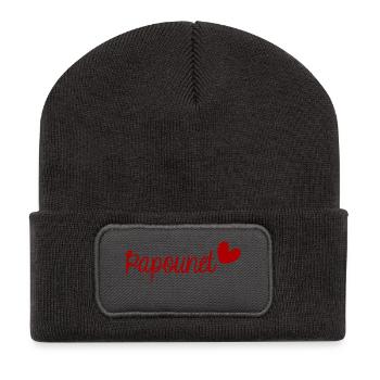 PAPOUNET. PAPA. FÊTE DES PÈRES. BONNE FÊTE PAPA - Beanie recyclé à patch - charbon - Devant