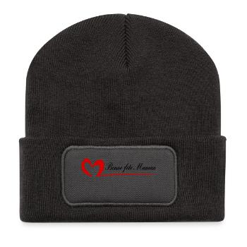MAMAN. FÊTE DES MÈRES. BONNE FÊTE MAMAN. JE T'AIME - Beanie recyclé à patch - charbon - Devant