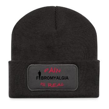 Fibromyalgia - Pain is real Geschenk - Recycelte Patch Beanie - Dunkelgrau - Vorne