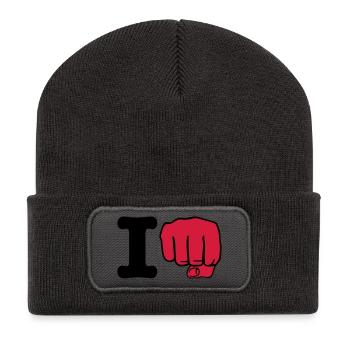 i Punch | ich schlage | ich boxe | Boxing | Karate - Recycled Patch Beanie - dark grey - Front