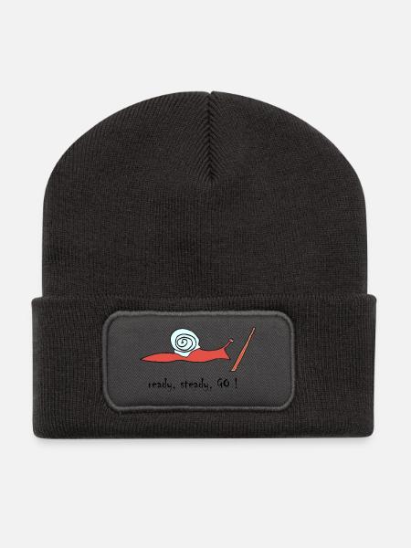 running snail -- ready, steady, GO ! - Recycelte Patch Beanie - Dunkelgrau