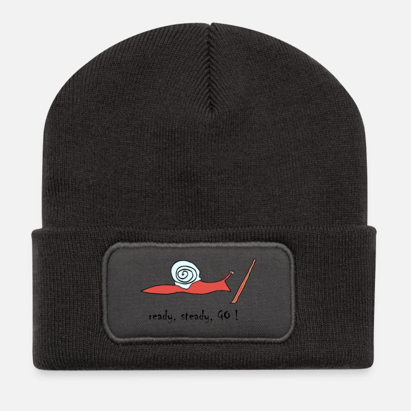 running snail -- ready, steady, GO ! - Recycelte Patch Beanie - Dunkelgrau