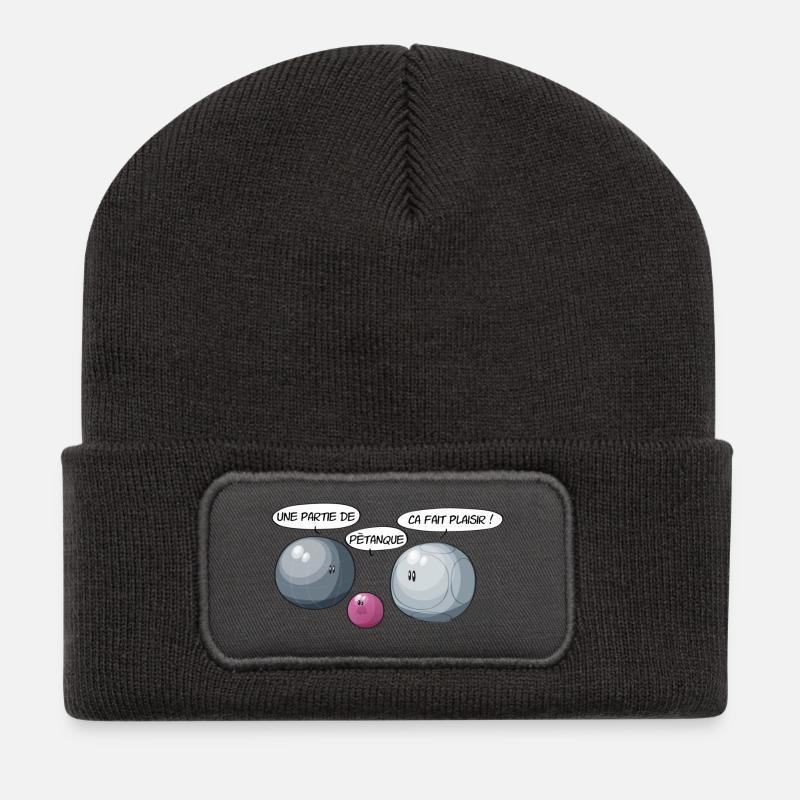 Une partie de petanque - Recycelte Patch Beanie - Dunkelgrau
