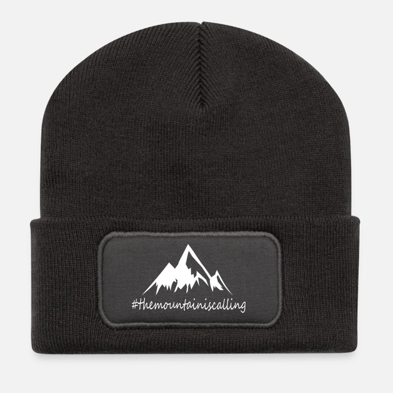 mountain is calling - Recycelte Patch Beanie - Dunkelgrau