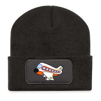airplane airplane plane hot air balloon air ba - Recycled Patch Beanie - dark grey - Front