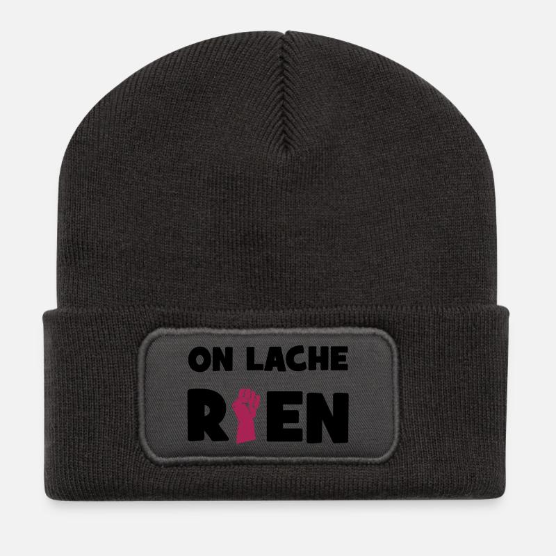 On lâche rien ! - Beanie recyclé à patch - charbon