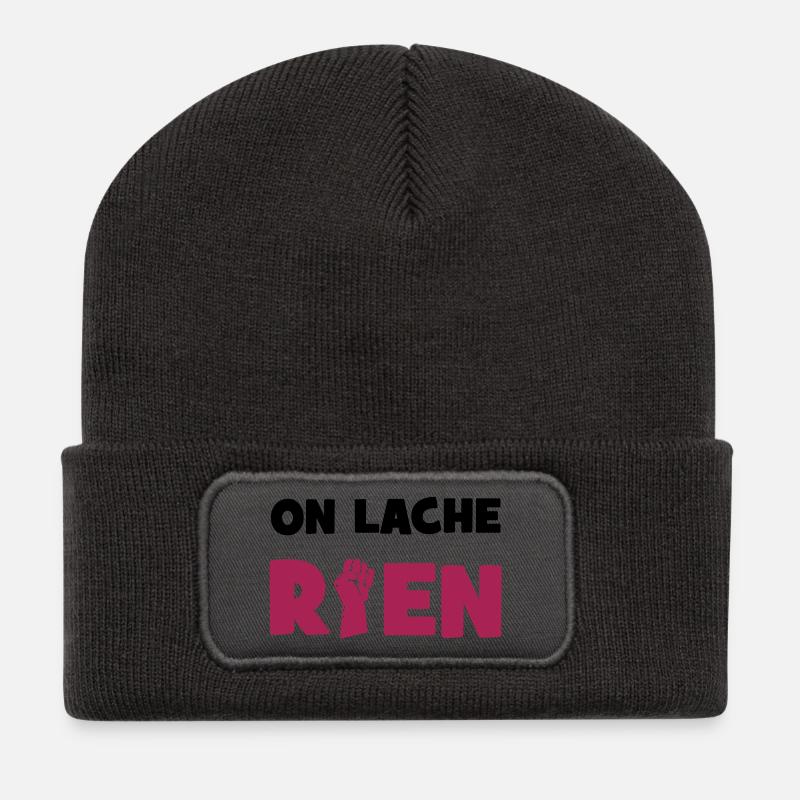 On lâche rien ! - Beanie recyclé à patch - charbon