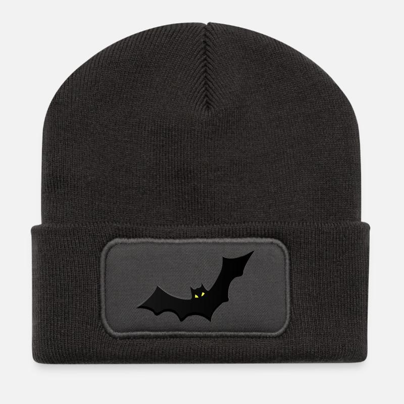Nachtfledermaus mit gelben Augen - Recycelte Patch Beanie - Dunkelgrau
