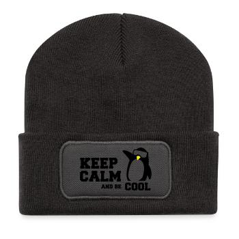 penguin keep calm - Recycelte Patch Beanie - Dunkelgrau - Vorne