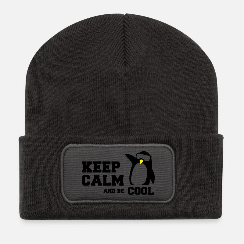 penguin keep calm - Recycelte Patch Beanie - Dunkelgrau