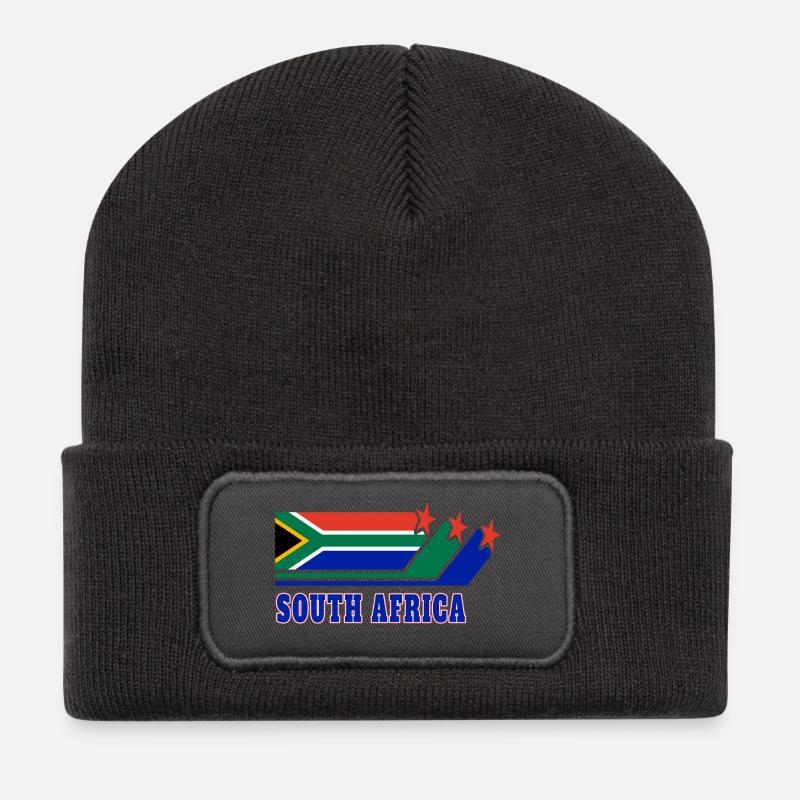 Südafrika Flaggen Design - Recycelte Patch Beanie - Dunkelgrau