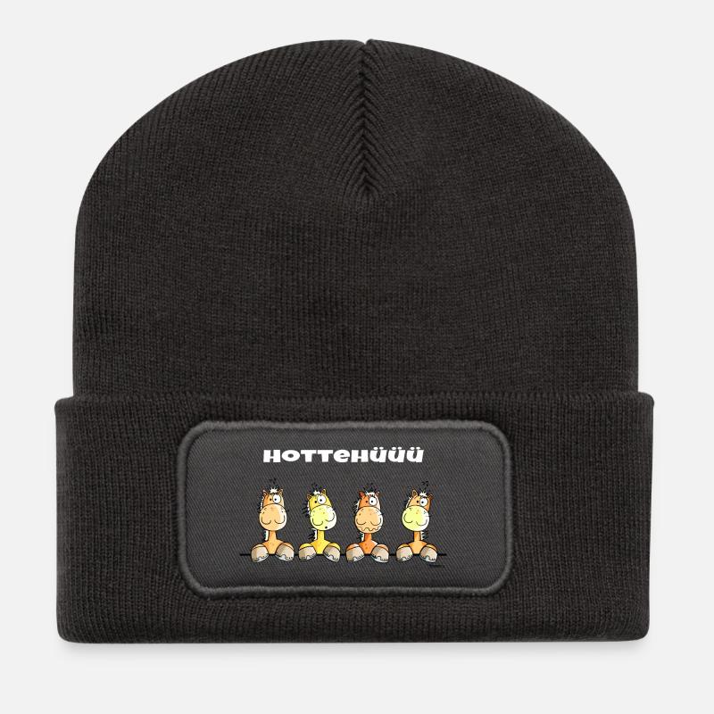 Hottehüüü Pferde - Recycelte Patch Beanie - Dunkelgrau
