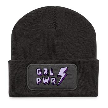 Illustration of Girl Power and Energy - Recycled Patch Beanie - dark grey - Front