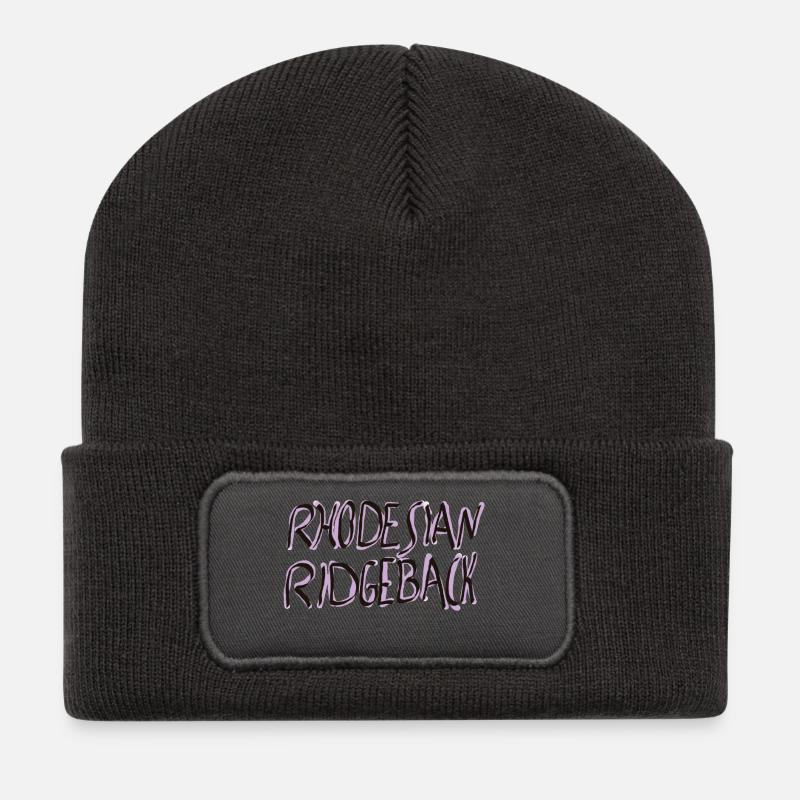 Rhodesian Ridgeback SchriftzugDesign - Recycelte Patch Beanie - Dunkelgrau