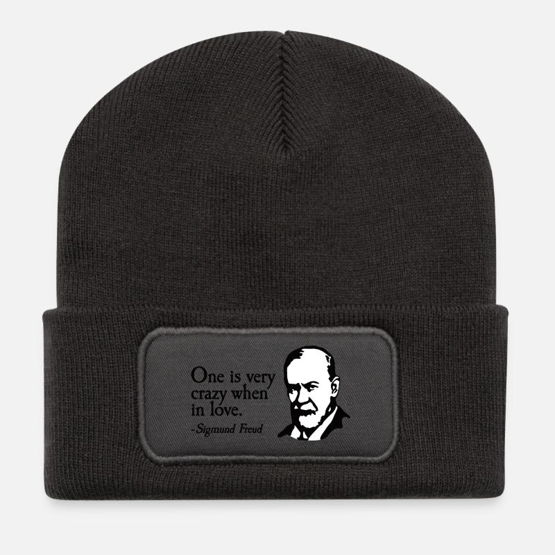 Sigmund Freud Sprüch One Junggesellenabschied JGA - Recycelte Patch Beanie - Dunkelgrau
