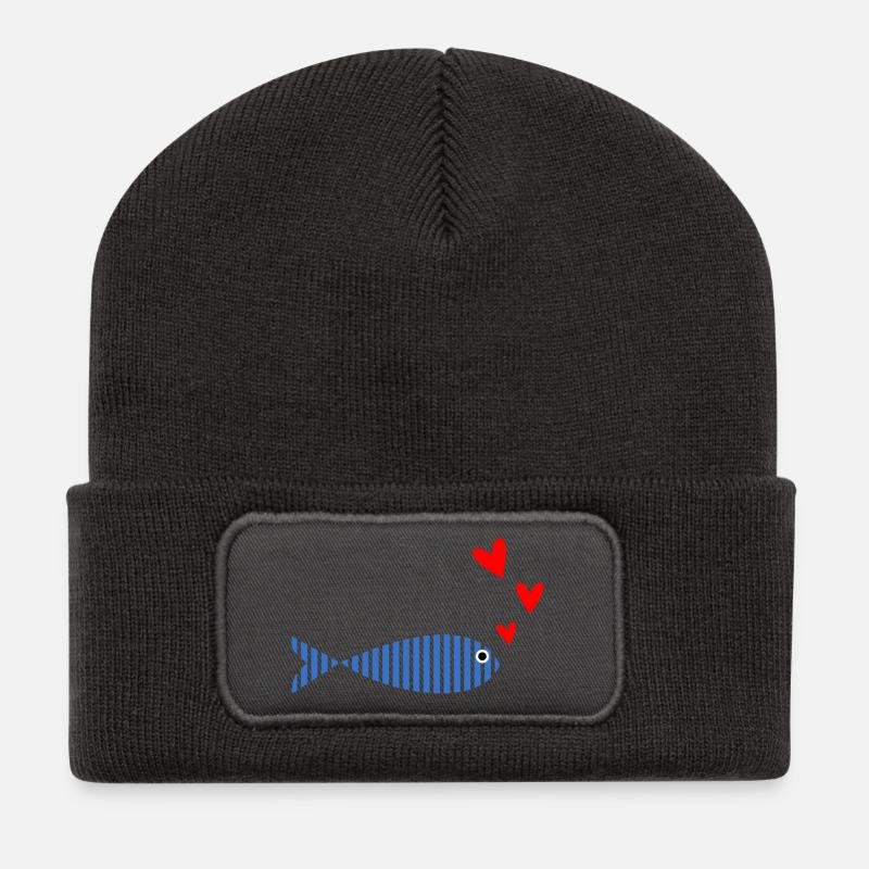 SARDINE. POISSON. POISSON D'AVRIL. PÂQUES. MER - Beanie recyclé à patch - charbon