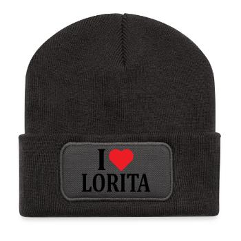 T-Shirt I love Lorita T-Shirt Geschenkidee - Recycelte Patch Beanie - Dunkelgrau - Vorne