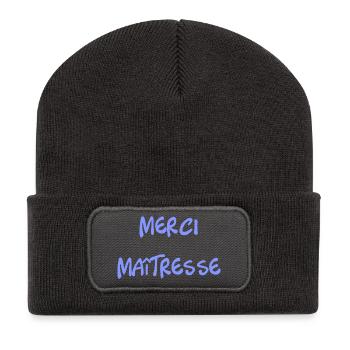 MAÎTRESSE. MERCI. MERCI MAÎTRESSE. CADEAU - Beanie recyclé à patch - charbon - Devant