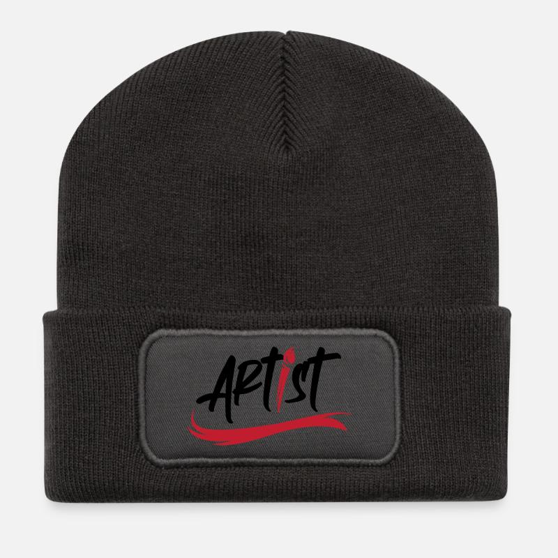 artist pinsel logo Kunst Symbol Pinselstrich icon - Recycelte Patch Beanie - Dunkelgrau